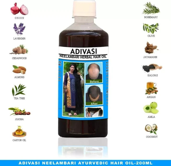 Buy 1 Get 1 Free ,Adivasi Herbal Hair Oil * 100% Original * आदिवासी हेयर ऑयल Hair की समस्या से मिलेगी राहत